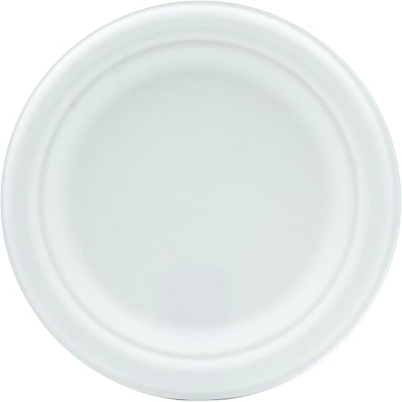 BioGreenChoice 7" 1000 CT Compostable Fiber Molded Bagasse Plate PFAS Free Disposable Paper Plates Bagasse Natural Biodegradable Eco-Friendly Sugarcane Plates