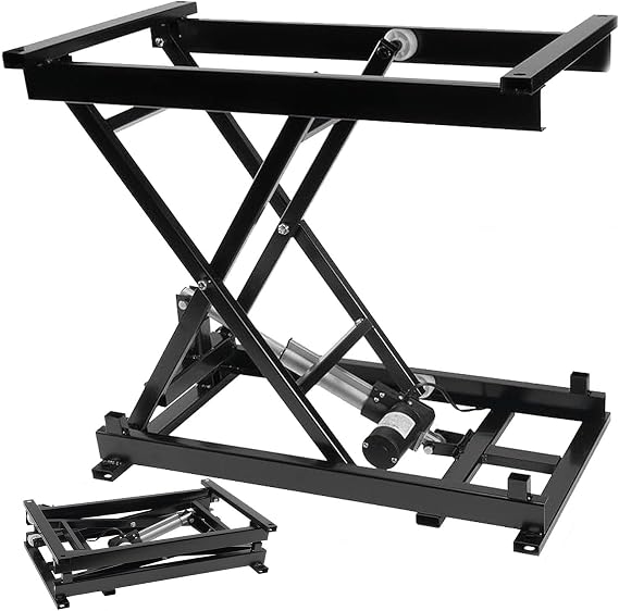 Electric Scissor Lift Table - 330 lbs Capacity, Adjustable Height from 195mm to 680mm, with Detachable Universal Wheels