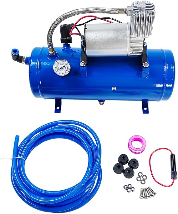 DC 12V 150PSI Air Compressor with 6 Liter Tank 1.6 Gallon | Fit for Train Horns Motorhome Tires | Inflator Air Compressor with 6L Tank Train Air Horn Kit