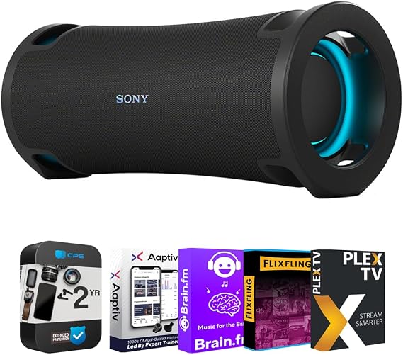 Sony ULT Field 7 Wireless Portable Bluetooth Karaoke Party Speaker IP67 Waterproof with 30 Hour-Battery, SRSULT70 with 2 Year CPS Enhanced Protection Pack with Added Software Bundle