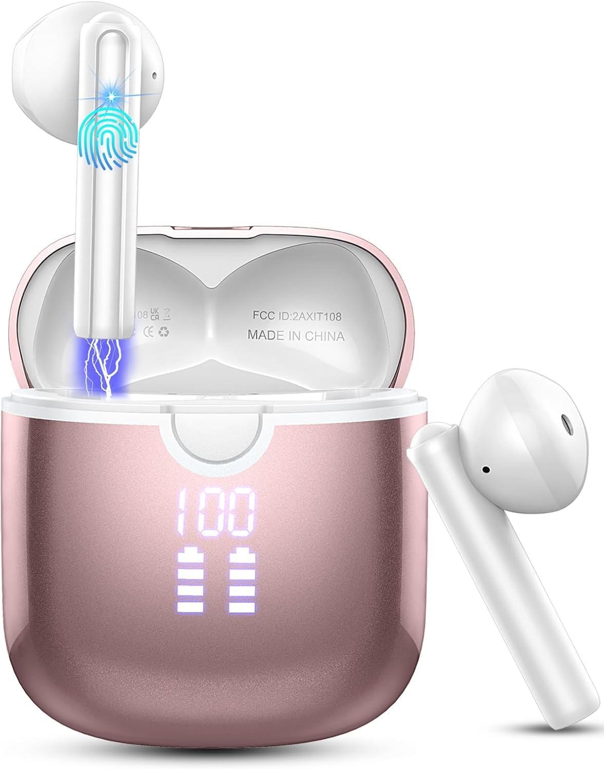 2026 Wireless Earbuds, Bluetooth 5.4 Ear buds with 4 ENC Noise Cancelling Microphone, In ear Headphone with HiFi Stereo Deep Bass, Bluetooth Earphones Earbuds 50H Playtime LED Display, IP7 Waterproof