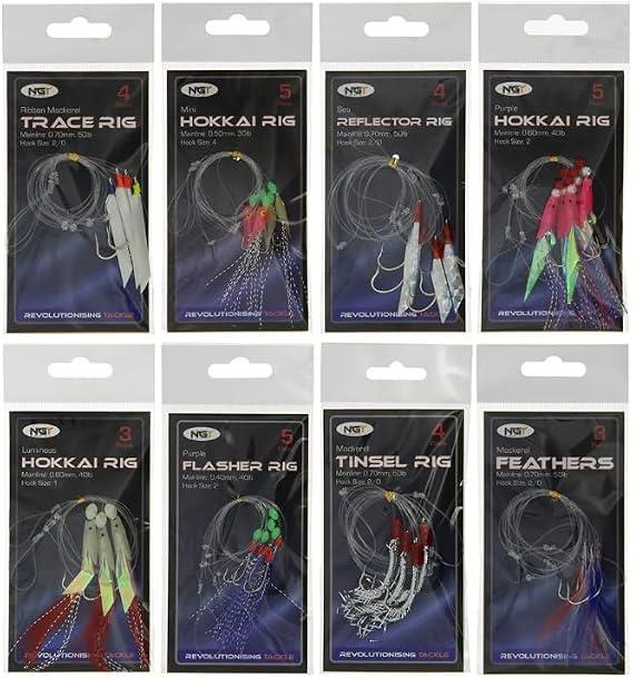 Fft 8 Pack Cod Mackerel Bass Herring Hokki Feather Daylite Rigs Lure Boat Pier Fishing Spinning