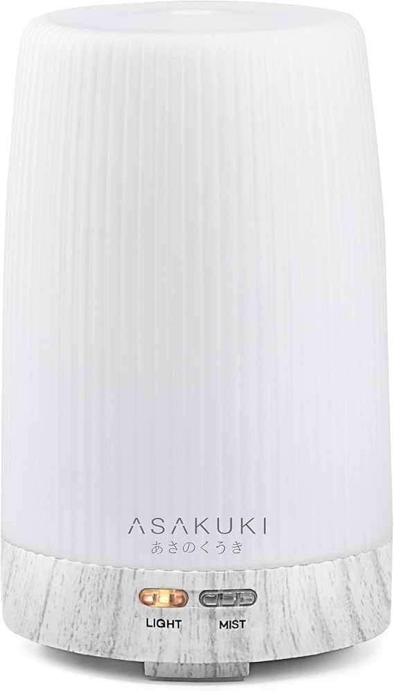 ASAKUKI 100ml Essential Oil Diffuser, 5 in 1 Ultrasonic Aromatherapy Diffuser with Intermittent Timer, 7 LED Lights and Auto-Off Safety Switch