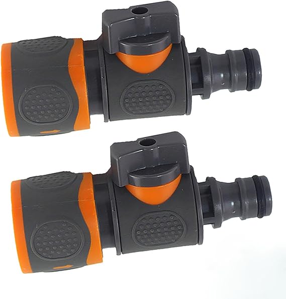 2PCS Quick Release in Line Shut Off Valve, Garden Hose Shut Off Valve, Quick-Release Hose Connectors and Fittings, on/Off Valve Adapter for Garden Hose Lock, Inline Hose Tap