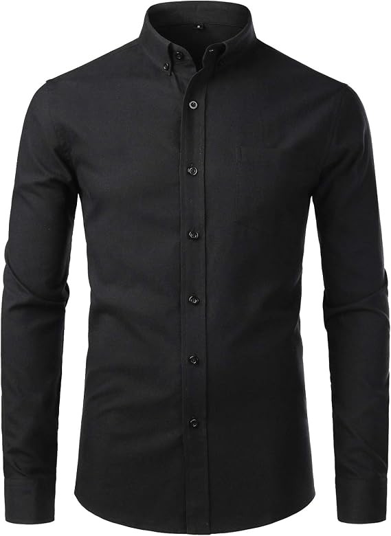 ZEROYAA Men's Oxford Slim Fit Long Sleeve Button Down Shirt | Casual Business, Solid, Dress Shirt, Chest Pocket