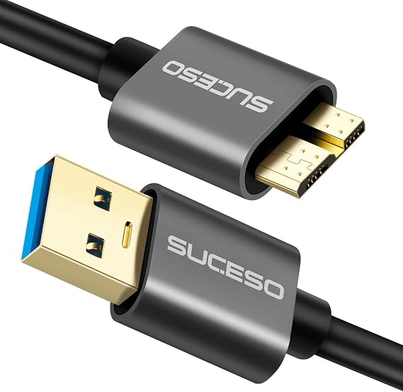 Hard Drive Cable USB 3.0 A to Micro B 5Gbps Compatible with Portable External Hard Drive, My Passport,WD Elements,Seagate Expansion, Toshiba, LaCie, Maxtor, Samsung M3 1TB/Galaxy S5/Note 3-1M