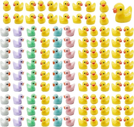 100 Pcs Mini Resin Ducks Tiny Ducks Miniature Duck Figures for Slime Charms DIY Craft Micro Landscape Garden Aquarium Dollhouse Decoration for Christmas Birthday Party(Mixed Color)