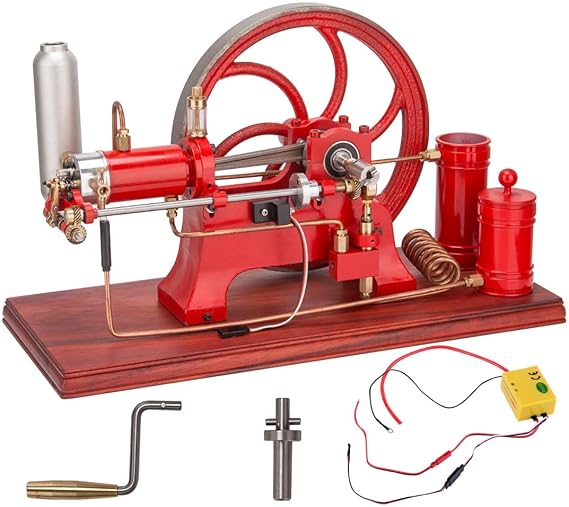 Aetheria Mini Engine Model That Runs, Retrol 4-Stroke Water-Cooled Metal Engine with Starter Kit, Stationary Horizontal Mill Antique Engine Enthusiast Collector Gift