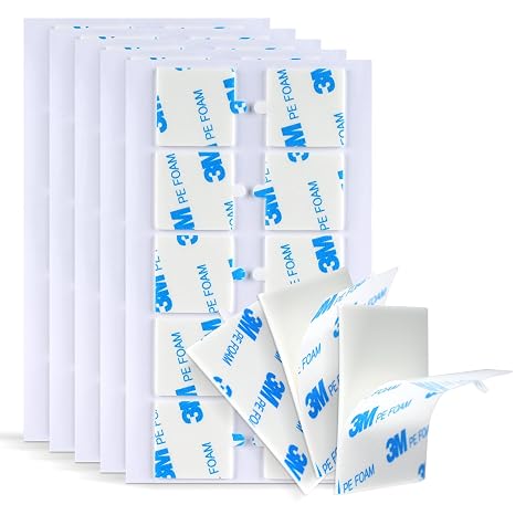 3M Double Sided Adhesive Square 1''1'' 50 Pcs Waterfroof Removable | 1600T PE Foam Tape, Adhesive for House Office Hanging Poster Picture Photo Logos Alarm Sensors