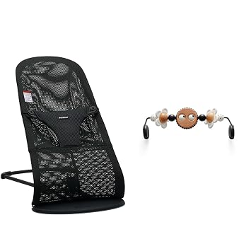 BabyBjorn Bouncer Bliss Black Frame and Toy for Bouncer Googly Eyes Black & White