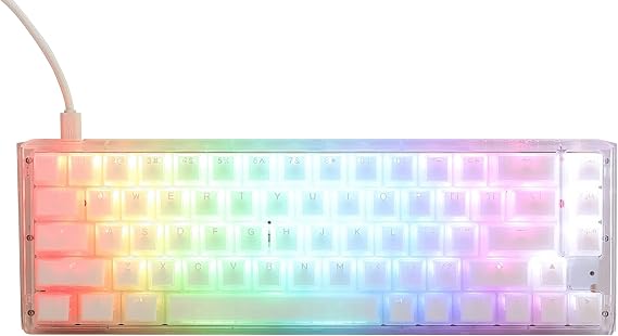 Ducky One 3 Aura 65% Mechanical Keyboard, Cherry MX Blue, RGB, Aura White | 65% mechanical gaming keyboard, hot-swap switches, Quack Mechanics, PBT doubleshot keycaps, RGB