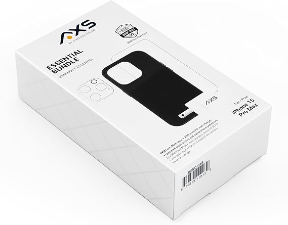AXS Essential Bundle Compatible with Apple iPhone 15 Pro Max - Black