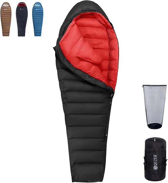 Daunenschlafsack kleines packmaß650FP RDS-Zertifiziert Stegkonstruktion Für alle Jahreszeiten geeignetfür Erwachsene und Kinder Wandern Trekking und Camping
