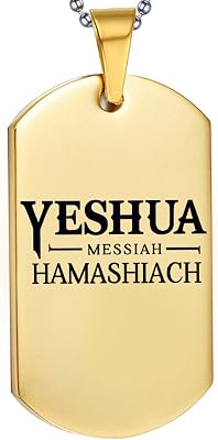 Yeshua Messiah Hamashiach Messianic Sabbath Christian Golden Pendant Necklaces,Personalized Engraving Customized Stainless Steel Necklaces for Men Women
