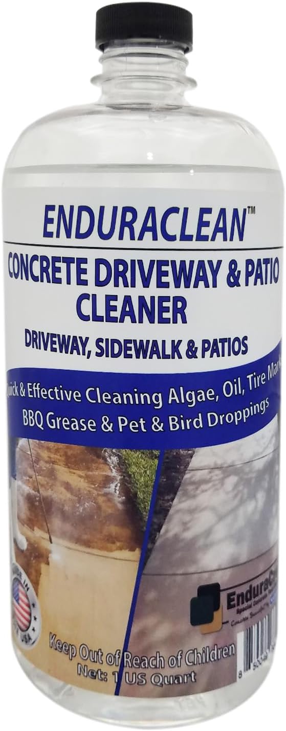 EnduraCLEAN Concrete Cleaner for Driveways, Sidewalks & Patios, Powerful Concrete Sidewalk Cleaner, Effective Driveway Oil Stain Remover, Safe for Plants Patio Cleaner, Ready-To-Use, 32 oz