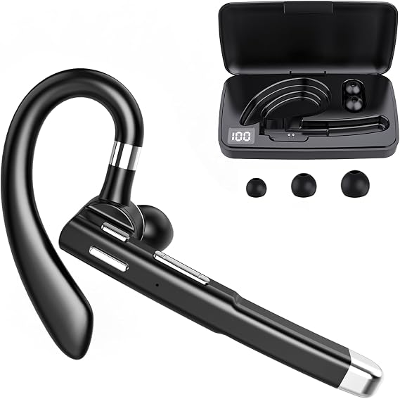 Bluetooth Kulaklık, Kablosuz Bluetooth Kulaklık 500mAh Şarj Kılıfı 80 Saat Konuşma Süresi, V5.1 Eller Serbest Kulaklık, Dahili Mikrofonlu Sürücü/Ofis/İş için IOS ve Android ile Uyumlu