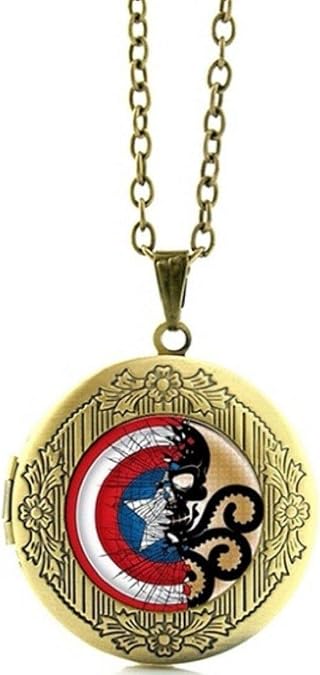 EC Trading Captain A/Hydra Logo Glass Dome Locket Pendant Necklace
