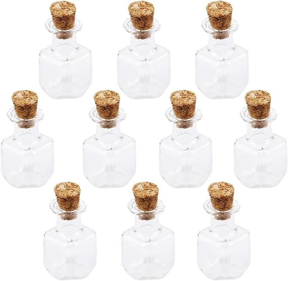 20pcs Cubic Shaped Glass Wish Jars with Cork Lids Small Glass Bottles for DIY Crafts Home Decoration and Shop Use