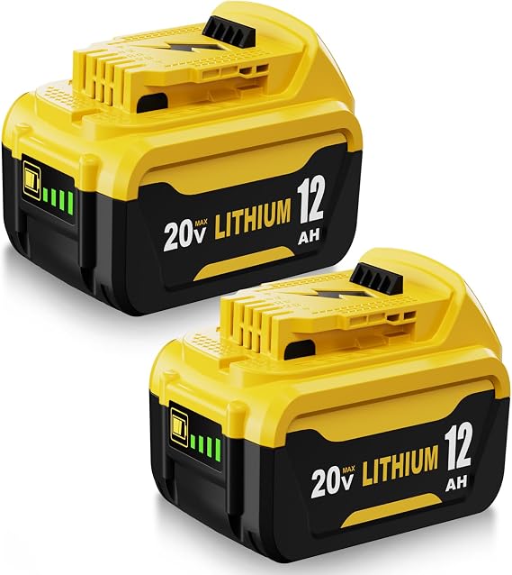 2Pack 12000mAh DCB208 Battery Replacement for Dewalt 20V Battery