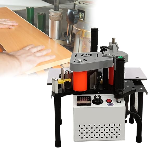 Edge Bander, Portable Edge Banding Machine, Straight & Curve Line, Dual-Sided Glue Coating, Adjustable Speed, Efficient, for Professional Edge Banding