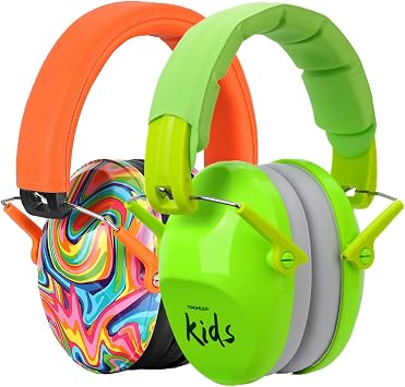 PROHEAR 032 Kids Ear Protection - Noise Cancelling Headphones Ear Muffs for Autism, Toddlers, Children - Orange and Green