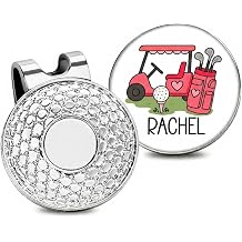 Personalized Golf Hat Clip with Magnetic Ball Marker for Girls and Women - Custom Name Hat Marker Cute Golf Cart Design Cap Clip Unique Golfer Gifts for Lady Daughter Female Golfers on Golf Course