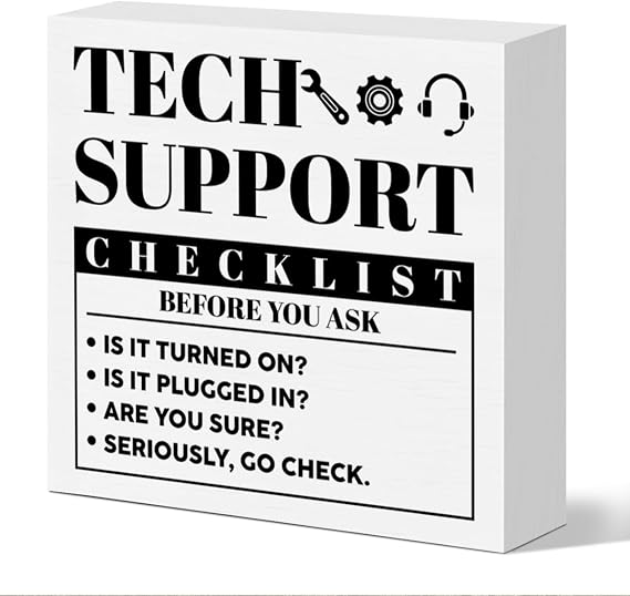 Funny Tech Support Gifts for Women Men, It Support Engineer Computer Programmer Geeks Coders Christmas Birthday Gifts IT Office Cubicle Desk Decor Sign, Checklist Before You Ask
