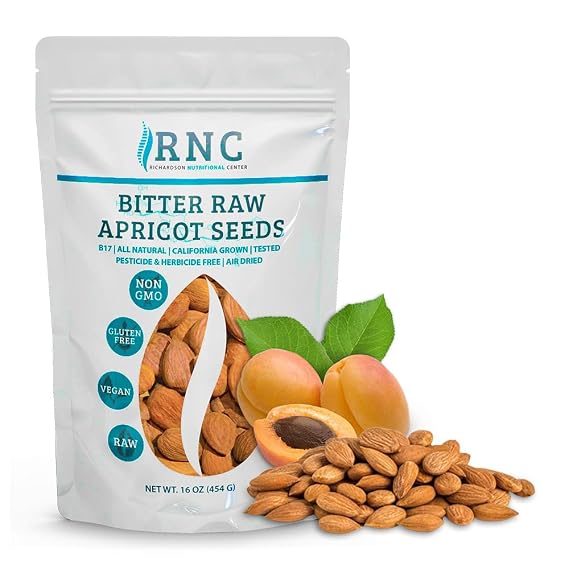 Richardson Nutritional Center Fresh Raw Bitter Apricot Seeds 1 LB (16oz) | California Grown | Natural Source of Protein, Healthy Fats & Minerals | Vegan, Non-GMO, Gluten-Free, Lab Tested