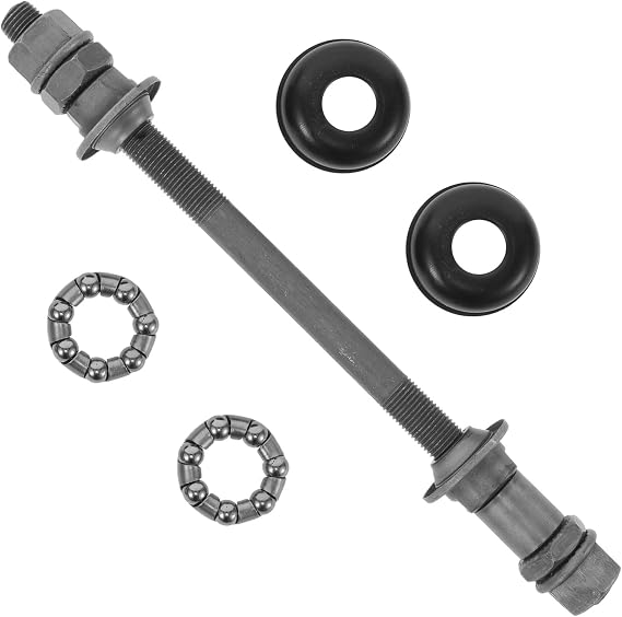 1 Sets Bicycle Front Hub Axle: 180mm Bike Rear Axle Kits Solid Hub Spindle Shaft with Ball Bearings Grey Rear Wheel Repair Accessory for Mountain Bike Tool