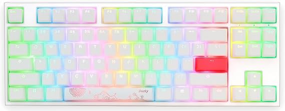 Ducky One 2 RGB 80% Mechanical Gaming Keyboard, Kailh Box Brown, White