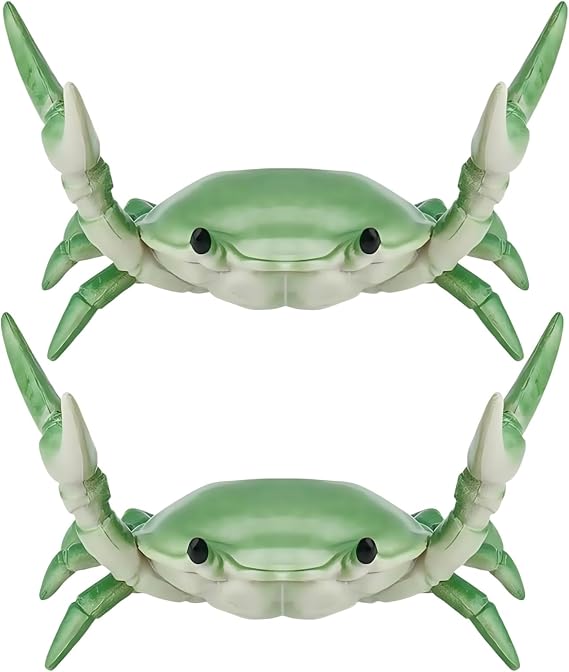 2Pcs Green Creative Crab Pen Holder Weightlifting Crabs Pen Stand Storage Rack, Pencil Holders Desk Supplies Holders and Dispensers, Desk Accessories and Workspace Organizer