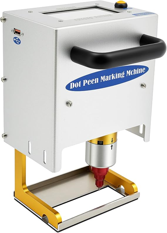 Pneumatic Dot Peen Marking Machine with Touch Screen,Metal Engraving Machine Electric Marking Machine with 90x30mm Marking Area,0.1-0.7mm Depth for Metal & Hard Non-Metal Industrial Marking