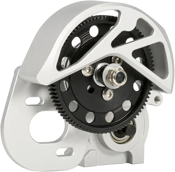 Metal 3-Gear Transmission AX10 Gearbox Set for 1/10 RC Rock Crawler Axial SCX10 II SMT10 VS4-10 D90 Element Chassis Upgrade (Silver)
