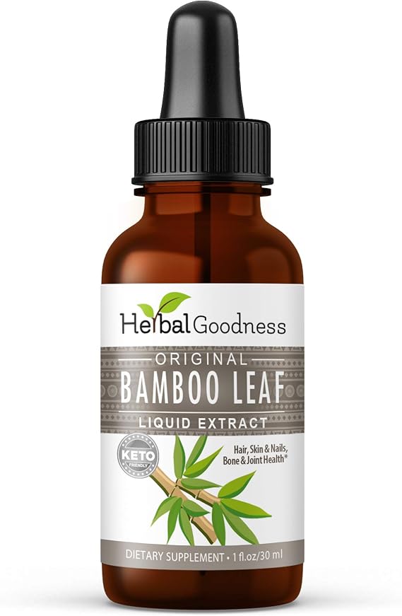 Bamboo Leaf Extract Liquid Collagen Silica Supplements 1oz, Herbal Goodness