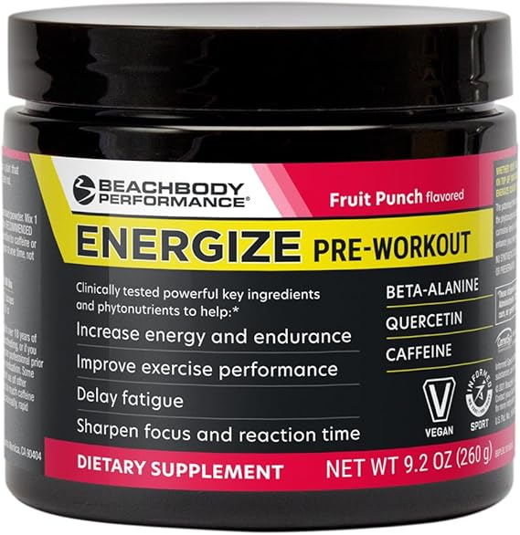 BODi Energize Pre Workout Powder - Fruit Punch, 40 Servings | Beta-Alanine, Quercetin & Low-Dose Caffeine Formula for Enhanced Energy & Focus, Increase Energy & Endurance Supplement
