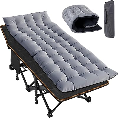 MOPHOTO Oversized Folding Camping Cot for Adults, 78 x 32 XXL Heavy Duty Sleeping Cots for Adults Portable Sleeping Bed Outdoor Camp Cot with Mattress for Home Camp Office Nap