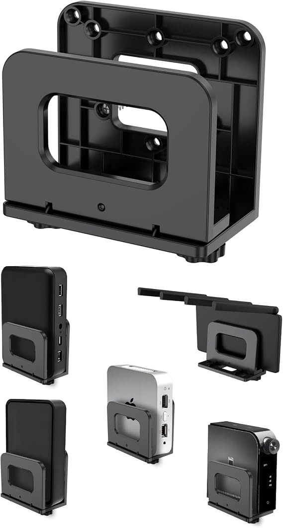 Adjustable Wall Mount Shelf for Mini pc, WiFi Router, Black | Universal Cable Box Mount, for Mac mini, TV Box, Media Player, Modem, Hard Drive, Behind TV, Holds Devices Up to 65 mm Thick