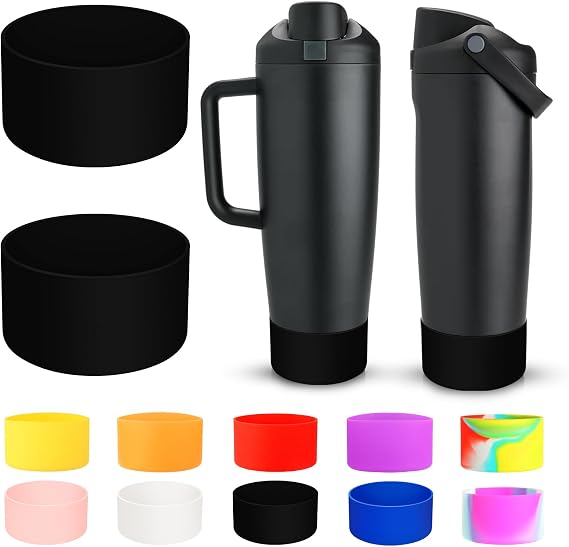 2Pcs Silicone Boot for Owala 30oz & 40oz FreeSip Sway Bottles & Tumblers, Accessories for Owala - Black