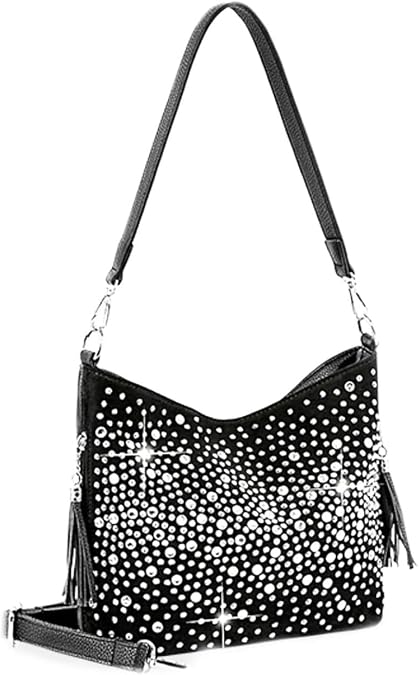 Glamorous Star Light Rhinestones Crossbody Bag Little Hobo Bling Purse