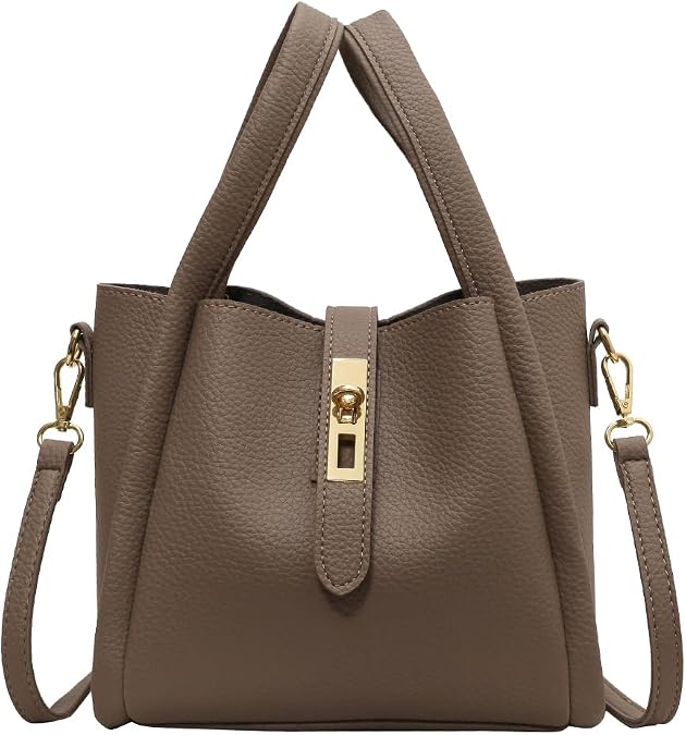 Bucket Bags for Women - Faux Leather Crossbody Bucket Purse Small Handbag Vintage Shoulder Bag with Small Purse