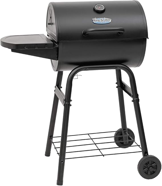 Char-Griller King-Griller Gambler Charcoal Grill and Smoker with Damper Smoke Control, Cast Iron Grates, and Side Shelf, 315 Cooking Square Inches in Black, Model E1416