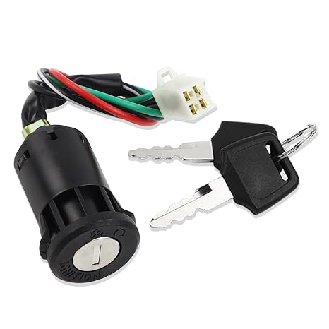 FLYPIG 4 Wires Ignition Switch Key 50 70 90 110 125 150 200 250CC ATV Dirt Pit Bike Taotao BW50 DT50 FJR1300 FZ1 FZR400 YX600 Road Star TTR90 V Star 250 WR250 XT225 YZ80 1990-2014 for Yamaha Kawasaki
