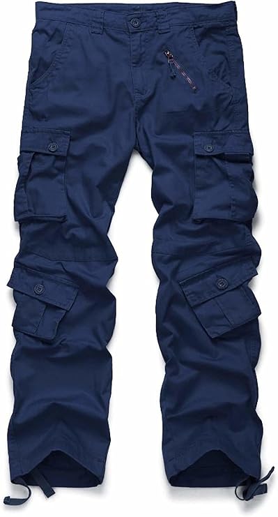 Men's Cotton Casual Military Army Cargo Camo Combat Work Pants with 8 Pocket Dark Blue 42