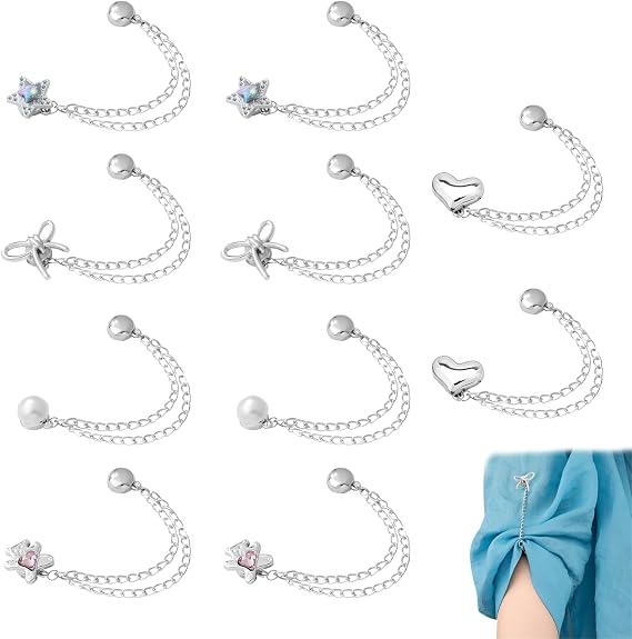 10 Pack Magnetic Clothing Clips Elegant Shirt Clips for Women Clothing Decoration,Shortening Adjusters for Shirt Sleeves,T-Shirt, Collar and Pants Hems
