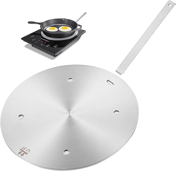 Heat Diffuser for Glass Cooktop, Fast Heat Distribution Aluminum Alloy Induction Plate for Electric Gas Cooktop, Adapter Converter With Removable Handle
