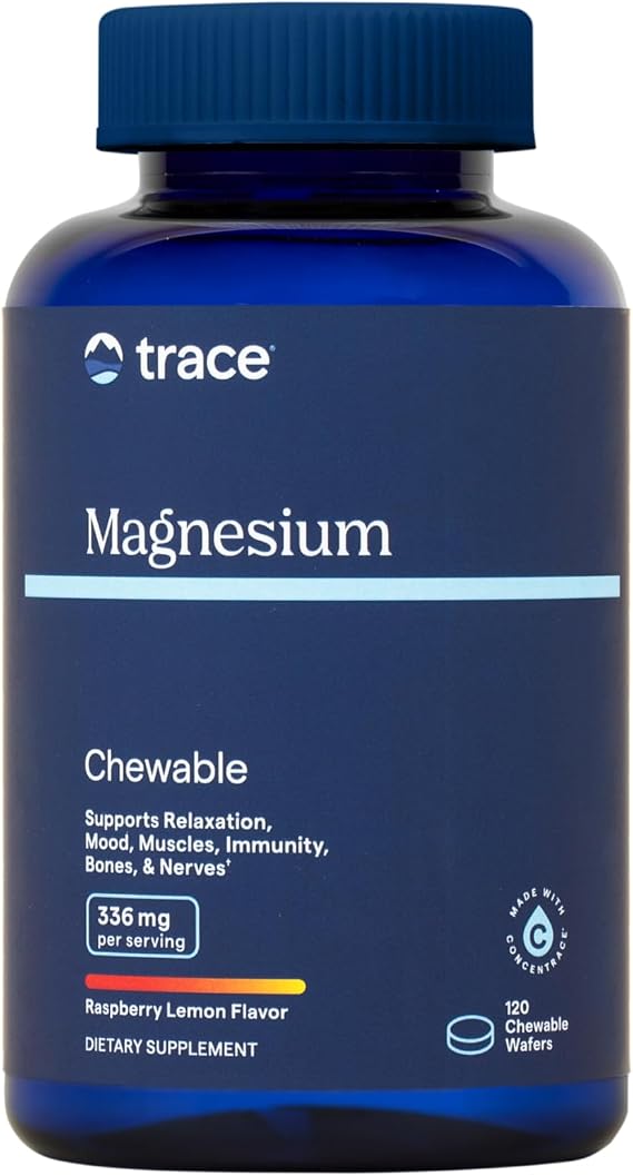 Trace Minerals Magnesium Chewable, Raspberry Lemon, 120 Count | Sugar free chewable magnesium that promotes a calm mood, focus, and muscle relaxation. 30 servings.