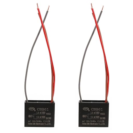 CBB61 Capacitor 1.5uf+2.5uf 350V AC Ceiling Fan 3 Wire 50/60Hz for Starting Electric Fan Generator Pump Motor (2 Pack)