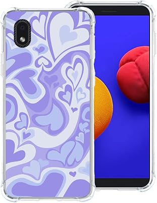 Phone Case for Samsung Galaxy A01 CoreA3 CoreM01 Core, Pastel Lovely Irregular Purple Love Heart Lovecore Aesthetic Cute Shockproof Protective Anti-Slip Slim Soft Clear Phone Cover Shell