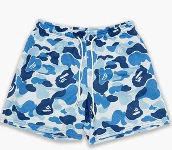 Men's Graphic Print Lightweight Shark Shorts Mesh Basketball Athletic Workout Gym Shorts