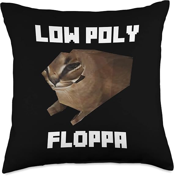 Low Poly Floppa Meme Big Floppa Meme Cat Throw Pillow